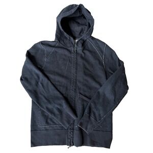 Wings + Horns Heavyweight Fleece Full Zip Hoodie W/ Pockets Black Men's Sz XL